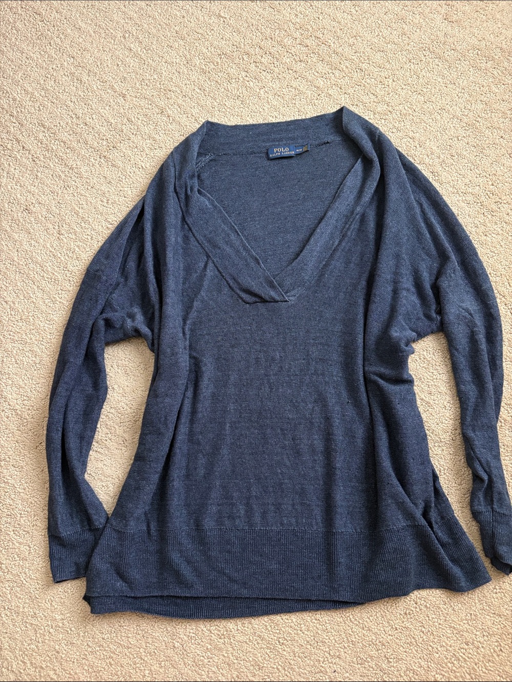 Polo Ralph Lauren linen navy blue sweater size medium